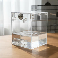Transparent Bird Bath Box Suction Cup Mount Parakeet Bath Tub Portable Pet Accessory Long-Lasting for Small Birds