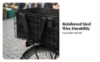 Large Capacity Foldable Rear Bike Basket Heavy Duty Folding Rear Bike Basket Safety Reflector for Commuters, Shopping