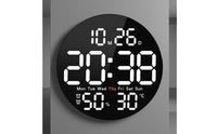 Digital Wall Clock with Temperature and humidity Modern Electronic Wall Clock Oversized for Living Room, Bedroom