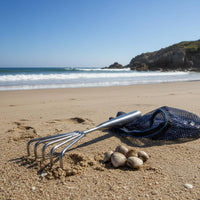 Clam Digging Rake Multi-Functional Beach Foraging Hand Tool Heavy Duty Stainless Steel Seafood Claw for Beachcombers, Outdoor