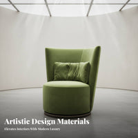Curved contour Upholstered rotating Chair Designer Look bloomrear rotating Armchair Modern aesthetic Home Seating Comfortable Cushioning for Interior Designers, Hotel Managers, Homeowners, Living Room, Reception Area, Lounge, Bedroom