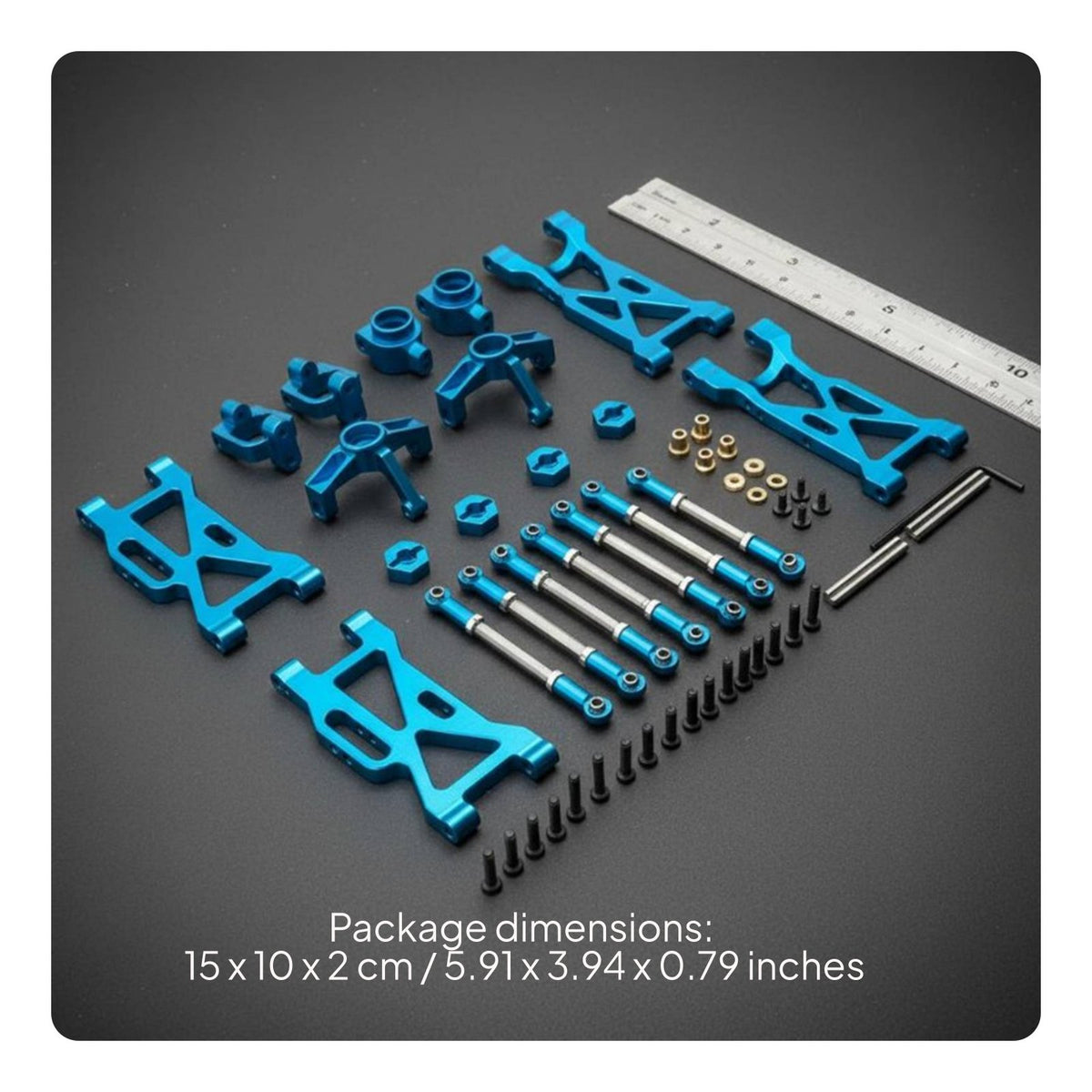 CNC Machined 1/10 Scale RC Upgrade Kit Long-Lasting 1/10 Scale RC Car Parts Anodized Finish Metal Chassis Upgrade Set Easy Installation for Racing