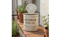 Embossed Lettering Round Backplate Planter Ribbed Rustic Wall Planter