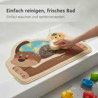 Diatomaceous Earth Non-Slip Bath Mat with Cartoon Pet Design, Quick-Drying Absorbent Floor Mat for Bathroom Entryway