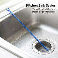 Hair Clog Remover Tool for Kitchen Sink, Shower Drain Cleaning Hook Stick, 64cm Auger , White
