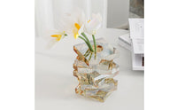 Stacked Glass Vase Luxury Style Geometric Vase Decor Easy to Clean House Ornament for Dining Table