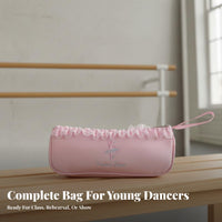 Ballet Footwear Pouch Lightweight Ballet Shoe Storage Bag Elegant Design Pink Dance Pouch for Dancers, Ballerinas, Rehearsal, Performances