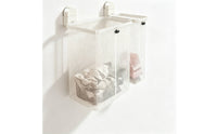 Mesh Hamper with Suction Cups Breathable Foldable Laundry Basket for Washroom, Small Apartments