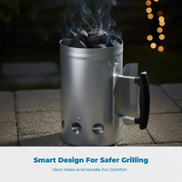 Fire Chimney Starter Easy to Use Charcoal Lighting Canister Heavy Duty Sturdy Build for Adults, Picnic, Tailgating, Home Kitchen