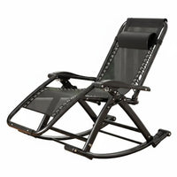 Foldable Design Folding Rocking Chair Adjustable Backrest Folding Rocking Lounger Ergonomic Support Recliner Breathable Seat for Seniors, Campers, Tailgaters, Balcony, Rest Time, Living Room, Garden