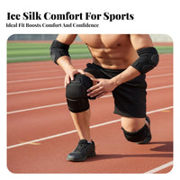 Knee and Elbow Pad Set Windproof Sports Elbow Brace Shock Absorption Adult Guarding Gear Set for Adults, Athletes, Bicycling, Skateboarding