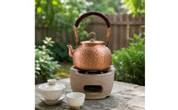 Small-Capacity Hammered Copper Teapot Vintage-Style Copper Teapot Compact Tea Kettle with Wrapped Handle for Artisan Collectors