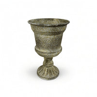 Metal Vase Distressed Pedestal Vase Urn Weathered Textured for Living Room, Dining Table