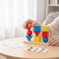 Shape Sorting and Stacking Toy Brightly Colored Geometric Stacking Toy Colorful