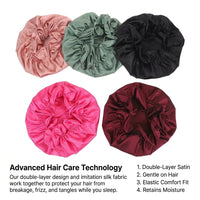 Satin Bonnet for Sleeping Double Layer, Adjustable Nightcap with Elastic Band, Soft Cap for Curly Protection Mixed Color