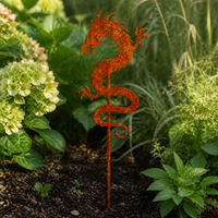 Rustic Iron Garden Stake Decor - Butterfly, Sun, Bee, Bird Designs for Yard & Planter