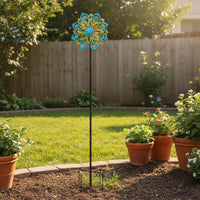 Weather Resistant Solar Peacock Wind Rotator Easy Installation Peacock Feather Lawn Ornament Auto On/deactivate Metal Kinetic Garden Stake for Yard, Patio