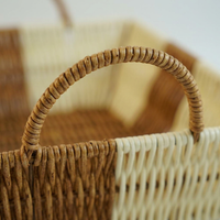 Baskets with Handles, PP Material Organizer Basket, Living Room Storage Baskets, Wicker Baskets for Organizing, Desk Storage Tote for Books