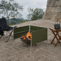 Camping Wind Screen, Wind Guard, Foldable, Metal, Compatible with Fire Pits, With Storage Bag