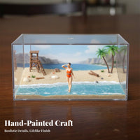 1:64 Scale Female Figure Collectible Bikini Female Figure Miniature Seaside Setting Figurine High Intricacy Swimsuit Model