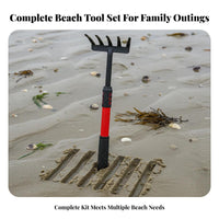 Clam Digging Tool Set Beachcombing Tool Kit Rustproof Beach and Rake Set for Family, Travel, Vacation