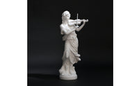 Stone-Look Classical Statue Freestanding Sculptural Figure Decorative Statue with Base Carved for Home Decorators, Art Collectors, Gallery, Entryway, Patio, Garden