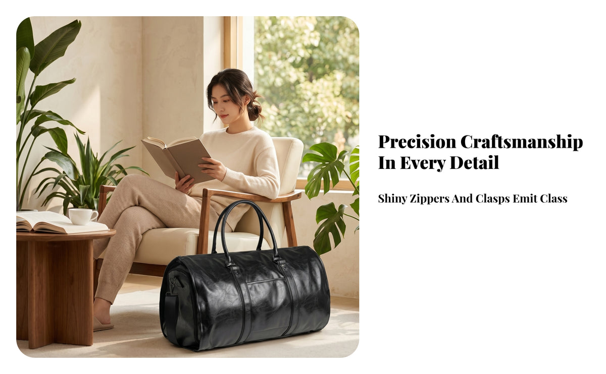 Cylindrical Duffel Bag Detachable Shoulder Strap Garment Travel Side of Bag Zip Closures Convertible Garment Duffel