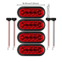 4 Pieces Oval LED Trailer Light Black Housing Red LED Trailer Light Wiring Leads