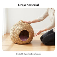 Woven Feline Cave All-Season Use Pet House Handwoven Pet Bed for Small Dog Owners, Indoor, Living Room, Bedroom