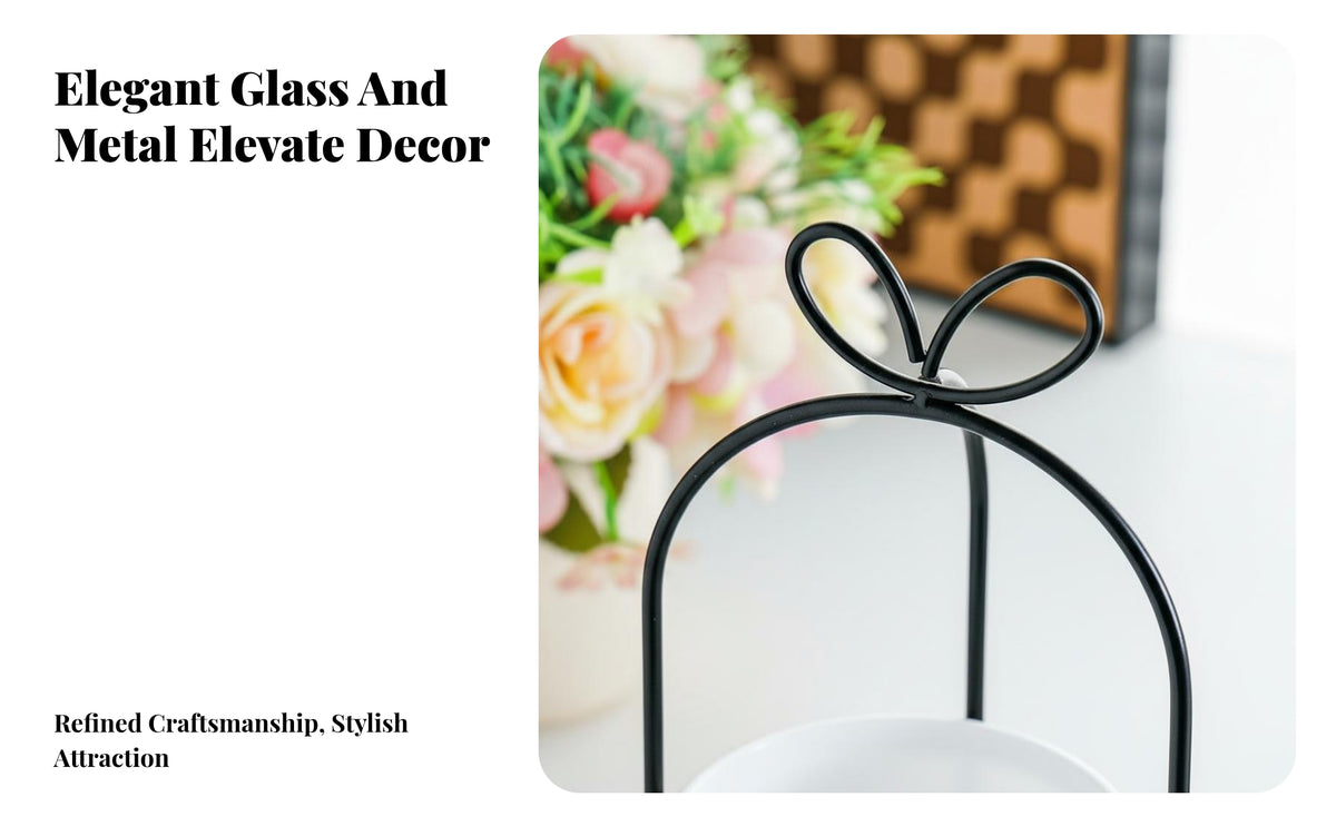 Metal Frame Vase Holder Detachable Design Glass Vase with Metal Stand Versatile Ribbed Glass Flower Pot for Office Desk, Wedding Centerpiece