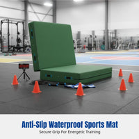 Premium Thick Padding Foldable Gymnastics Mat dense Foam 4-Panel Folding Mat Portable Training Pad Multi-Purpose for Students, Martial Artists, School, fitness, Home, Playroom