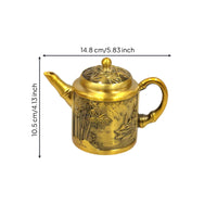 small Brass Teapot Ornament Curved Handle Fine Workmanship Home Decor