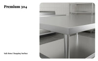 Stainless Steel Work Table Sturdy Commercial Kitchen Prep Table Easy to Clean Heavy Duty Food Prep Station for Chefs, Home Cooks, Bar, Pantry, Garage