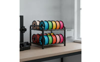 Large Capacity 3D Printer Filament Storage Rack Desktop 2-Tier Filament Storage Rack Open-Frame 2-Tier Metal Spool Holder Compact for Makers