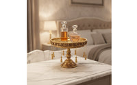 Decorative Pedestal Tray Ornate Tray with Tassels Round Riser for Tabletop, Vanity