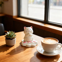 Cute Cat Figurine Desktop Phone Holder Double Function Cute Cat Phone Holder Multi-Functional Desk Ornament for Women, Girls, Office, Nightstand, Kitchen