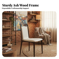 Nordic design aesthetic Upholstered Chair with Curved Backrest Minimalist Design Upholstered Wooden Side Chair sturdy Wood Frame Home Furnishing Easy Assembly for householders, Interior Designers, Restaurant Owners, Dining Room, Study