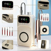 Cordless Portable Nail Drill with Light Stepless Speed Nail Drill Machine with Bits Low Heat Rechargeable Manicure Set Professional for Beginners, Travel
