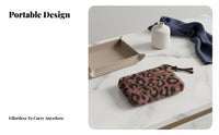 Large Capacity Leopard Print Pouch Stylish Patterns Woolen Zipper Pouch Compact for Travelers, Students, Daily Use, Inside Handbag, Vacation