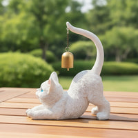 Cat Figurine with Bell Collectible Cat Figurine Cute Ornament for Collectors, Shelf