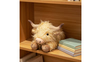 Long-Horned Highland Cow Plush Toy Shaggy Highland Cow Stuffed Animal Cuddly Cattle Plush Toy Huggable for Children, Toddlers, Nursery Decor, Shelf Display