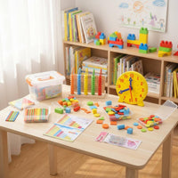 Colorful Design Early Learning Math Toy Set With Storage Case Kids Math Manipulatives Set Abacus and Counting Sticks Kit for Preschoolers, Students, Classroom, Homeschooling