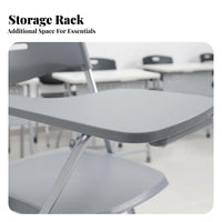 Foldable Design Folding Chair with Writing Tablet long-lasting Frame Training Chair with Tablet supportrest Sturdy Construction Institutional Furniture No Assembly Required for Trainees, event Planners, educational sessionroom