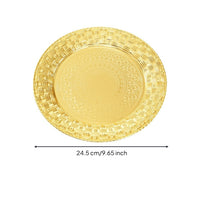 Gold-Colored Plate with Embossed Pattern Shimmer Charger Plate Glossy Decorative for Caterers, Tabletop Display