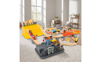 Wooden Train Set with Tracks Interlocking Wooden Train Track Set Powered Railway Kit for Young Children