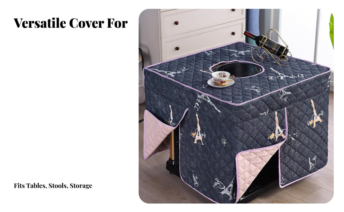 Square Heater Table Cover High Temperature Resistant Quilted Electric Heating Unit Cover Oil-Resistant Thickened Heating Table Blanket for Families
