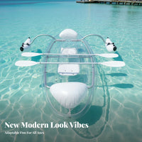 Transparent 2-Person Kayak Transparent Design Transparent Watercraft Underwater View Watercraft for Pairs, Boating Aficionados, Sightclearing