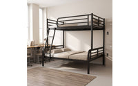 Space-Saving Bunk Bed Frame with Ladder Compact Metal Bunk Bed Industrial Furniture Modern for Dorm Room