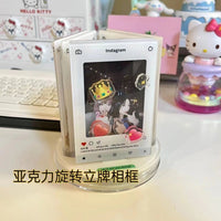 抖音同款ins亚克力旋转立牌相框创意3寸拍立得小卡转转相框emoji 其他尺寸 3卡位旋转立牌（含30个表情包）