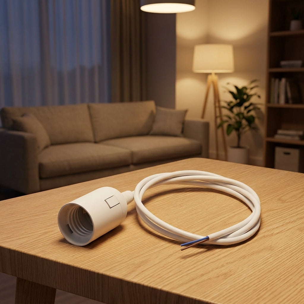 Ceiling Light Fitting with E27 Lamp Holder for Living Room, Metal E27 Bulb Holder with Screw Base, Adjustable Flex Cable, Ceiling Lighting